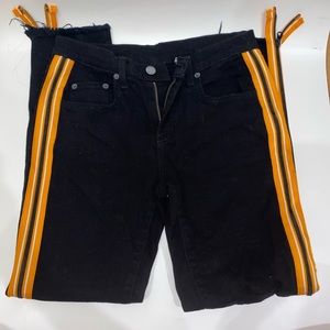 Carmar Black Jeans with Orange and White Zip Up Sides